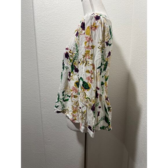 Womens Lucky Brand Floral Flowy Top Size S Small Tie Front Viscose 3/4 Sleeve - Picture 3 of 9